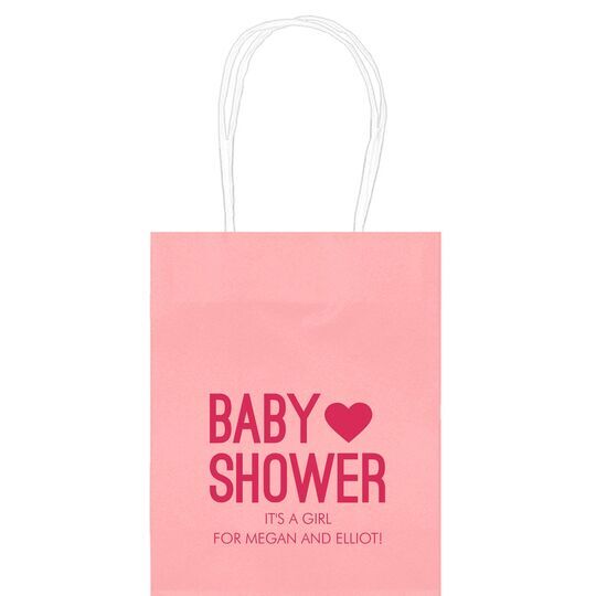 Baby Shower with Heart Mini Twisted Handled Bags